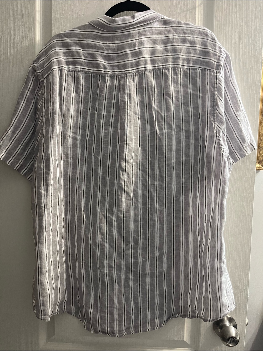 Madewell Men's XL Perfect Fit Striped Button-Up Shirt Gray 100% linen - Picture 3 of 4